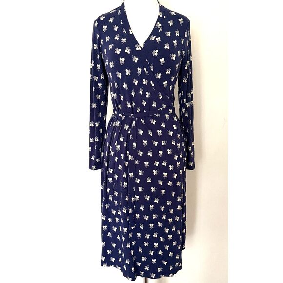 Boden Dresses & Skirts - Boden Navy Ditsy Floral Jersey Wrap Dress Cottagecore Feminine Sz 8